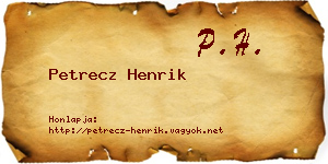 Petrecz Henrik névjegykártya